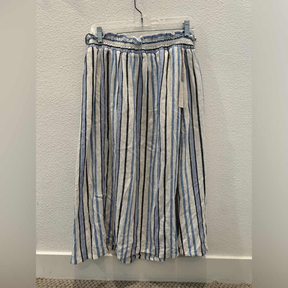 a new day White Skirt with Blue and Black Stripes